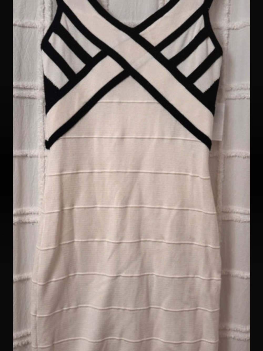 Charlotte Russe Cream Mini Dress with Black Striped Bodice